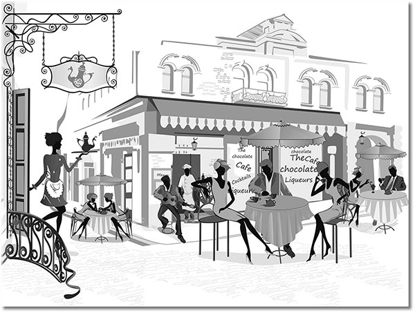 tableau sur toile, art, art-contemporain, autres, bars, beige, blanc, boissons, dessin, divers, gris, marron, nature-morte-autres-peintures, noir, noir-et-blanc, orange, peintures, restaurants, route, villes