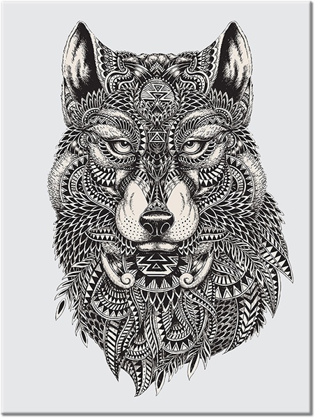 tableau sur toile, animaux, animaux-sauvages, art, blanc, dessin, gris, loups, nature-morte-autres-peintures, noir, noir-et-blanc, peintures