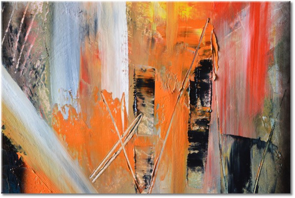 tableau sur toile, abstrait-fantaisie, art, art-contemporain, beige, jaune, multicolore, noir, orange, peintures, peintures-abstraites, rouge