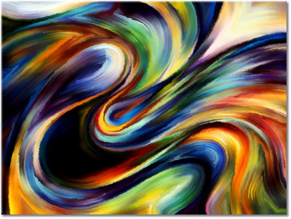 tableau sur toile, abstrait-fantaisie, beige, bleu, jaune, multicolore, orange, peintures, peintures-abstraites, rouge, vert, violet