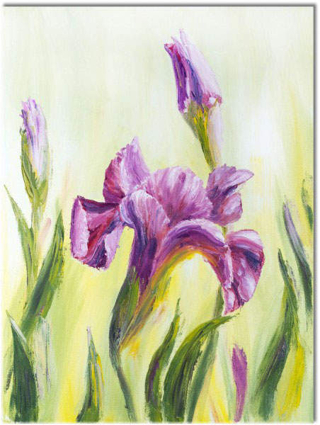 tableau sur toile, beige, blanc, fleurs, jaune, nature-morte-autres-peintures, orange, peintures, vert, violet