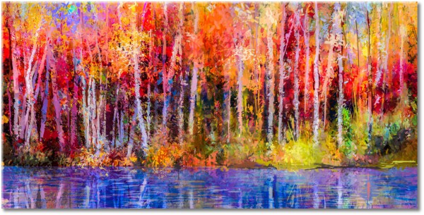 tableau sur toile, bleu, forets, gris, jaune, multicolore, orange, paysages, peintures, peintures-paysages, rose, rouge, violet