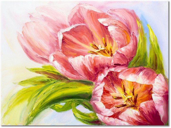 tableau sur toile, aquarelle, art, beige, fleurs, gris, nature-morte-autres-peintures, orange, peintures, rose, rouge, tulipes, vert