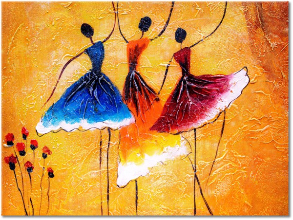 tableau sur toile, afrique, art, bleu, dans, jaune, marron, noir, orange, peintures, peintures-personnages, rouge, silhouettes