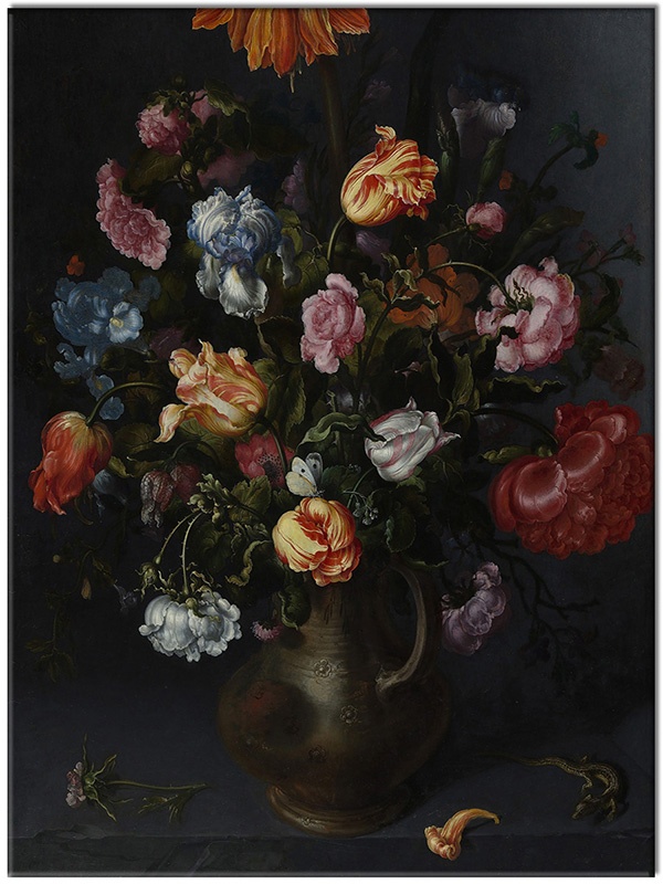 tableau sur toile, art, bleu, fleurs, jaune, multicolore, nature-morte, nature-morte-autres-peintures, orange, peintures, rose, vase, violet, vosmaer