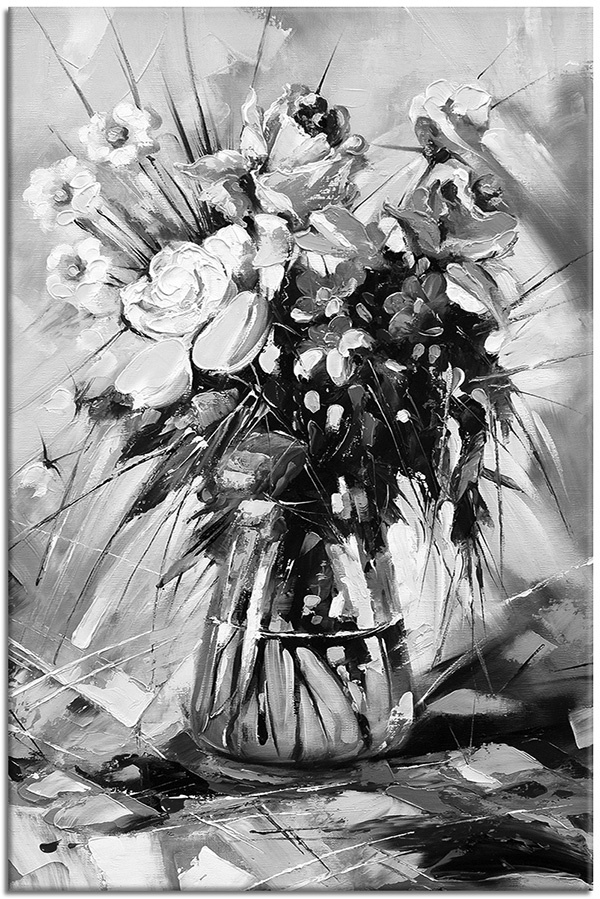 tableau sur toile, art, beige, blanc, fleurs, jaune, marron, multicolore, nature-morte, nature-morte-autres-peintures, noir, orange, peintures, rouge, vase, vert, violet