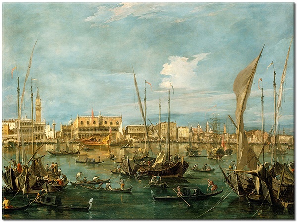 tableau sur toile, art, bateaux-navires, batiments, beige, bleu, divers, guardi, italie, marron, mer, paysages, paysages-urbains-ruraux, peintures, peintures-paysages, venise, vert, villes, voitures-trains-navires-avions