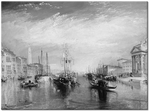 tableau sur toile, art, bateaux-navires, beige, blanc, bleu, italie, paysages, paysages-urbains-ruraux, peintures, peintures-paysages, riviere, venise, villes