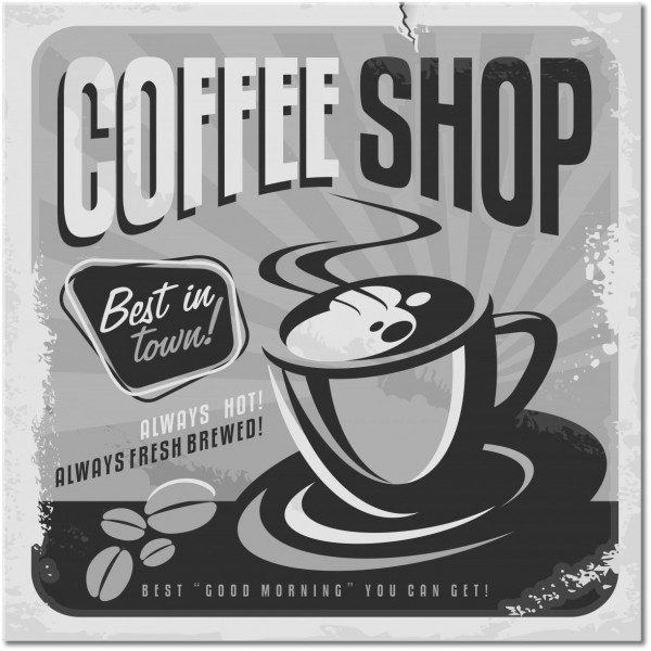 tableau sur toile, aliments-boissons, autres, bars, boissons, cafe, cuisine, divers, noir, orange, publicite, vert, vintage