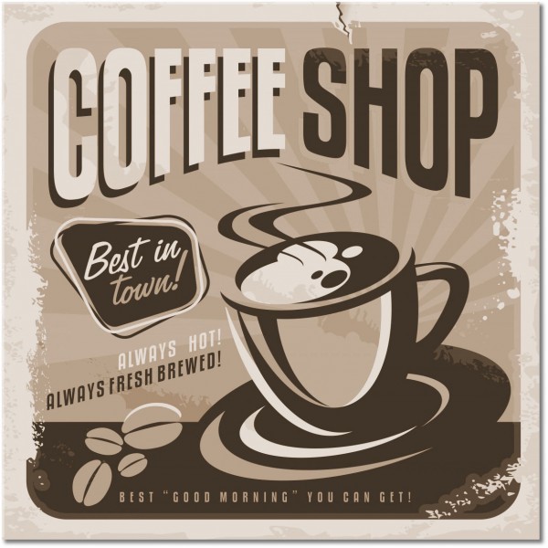 tableau sur toile, aliments-boissons, autres, bars, boissons, cafe, cuisine, divers, noir, orange, publicite, vert, vintage