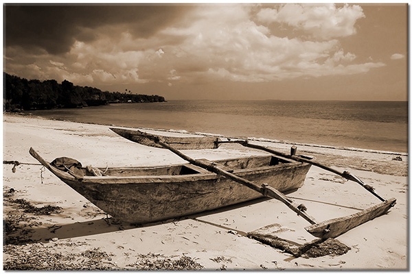 tableau sur toile, bateaux-navires, beige, blanc, bleu, bois, ciel, cyan, gris, marron, mer, mer-cascades-lacs, noir, nuages, paysages, plage, vert