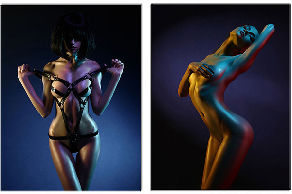 set of 2 canvas prints: Sexy Models in Light Cone