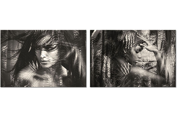 ensemble de 2 tableaux sur toile: Femmes exotiques