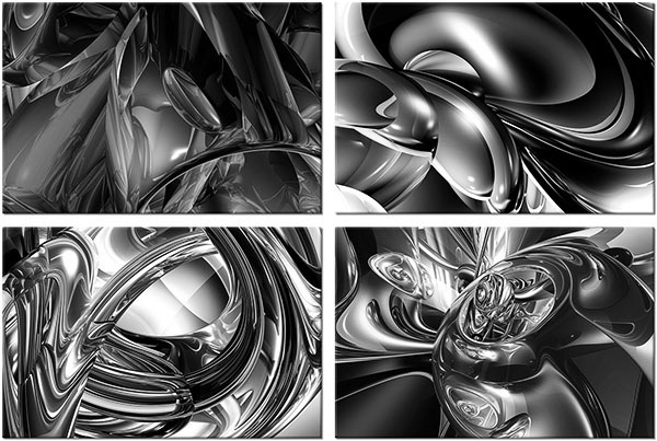 ensemble de 4 tableaux sur toile: Formes abstraites de couleurs intenses